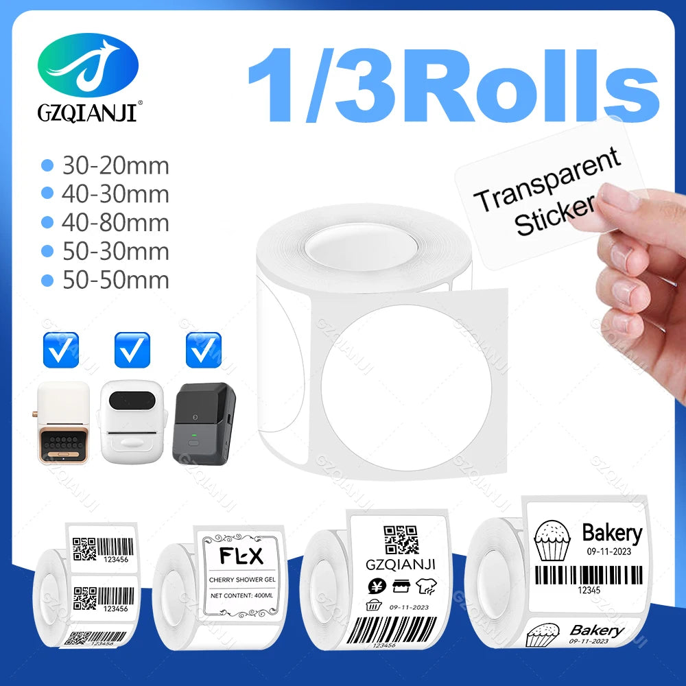 Waterproof Thermal Label Sticker Roll for Marklife P50 Printer Thermal Label Roll PRIMED