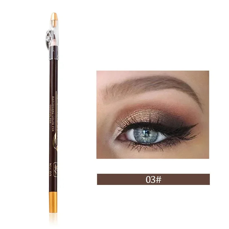 Wooden Eyebrow & Eyeliner Pencil with Built-In Sharpener