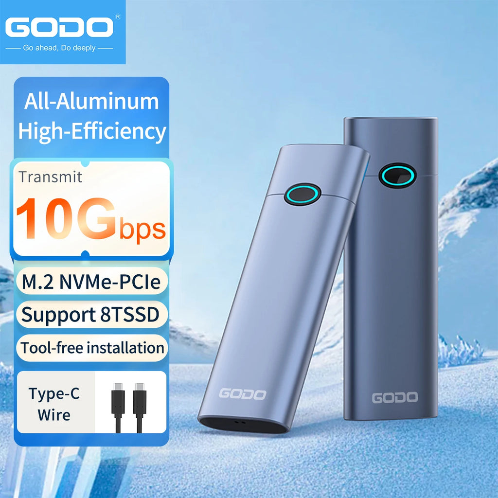 GODO M.2 NVMe SSD Enclosure USB 3.2 Gen2 10Gbps USB-C SSD Enclosure Adapter PRIMED