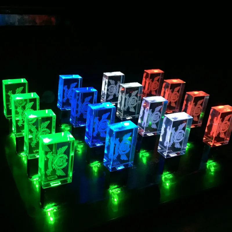10 PCS Crystal USB 3.0 Flash Drives – LED Light, Free Logo USB Flash Drive PRIMED