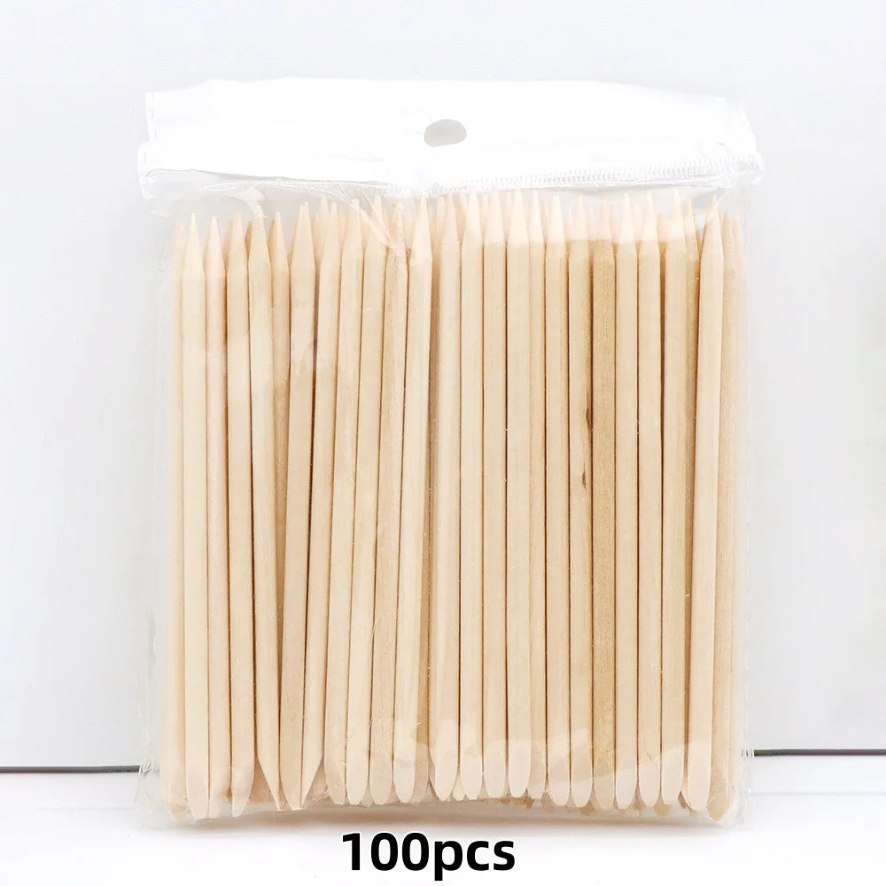 Wood Nail Cuticle Sticks Double-Ended Orange Sticks 100/200/500Pcs