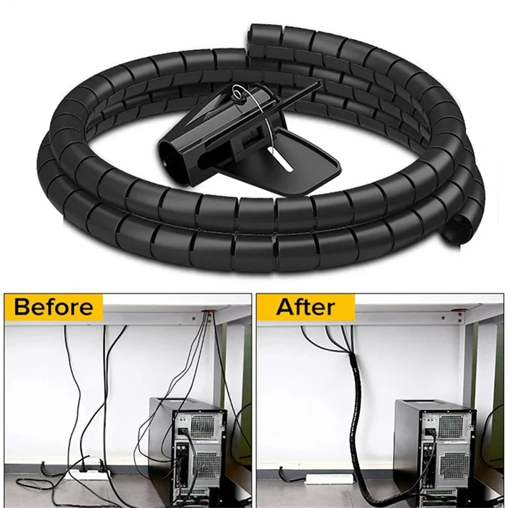 2M Flexible Spiral Cable Protector Sleeve 10mm & 16mm Cable Management Sleeve PRIMED