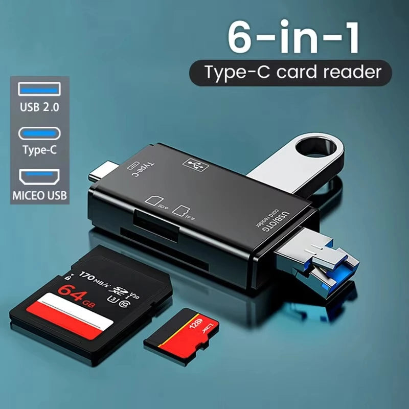 6-in-1 OTG USB Type-C Multi Memory Card Reader Adapter Memory Card Reader PRIMED