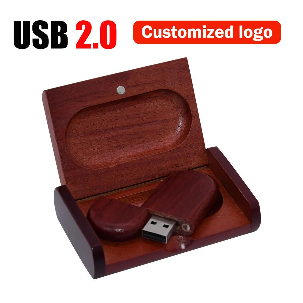 Wooden USB Flash Drive Custom Logo | 4GB–128GB Bamboo Maple Custom USB Flash Drive PRIMED 4GB Red wood with box