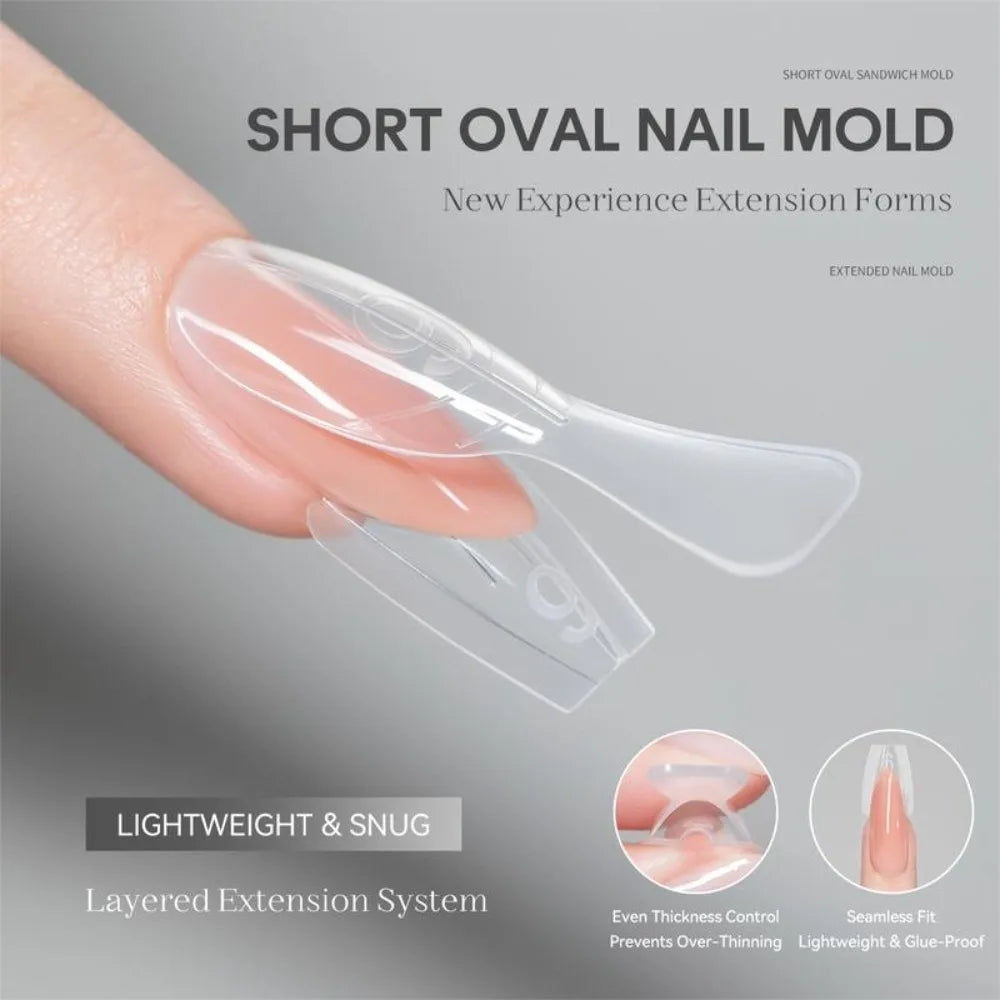 240pcs Oval Dual Nail Forms – Gel & Acrylic Clear Extensions Nail Extension Forms PRIMED
