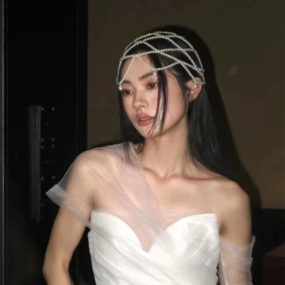 Handmade Pearl Beaded Bridal Hat | Elegant Mesh Headpiece Bridal Headpiece Hat PRIMED