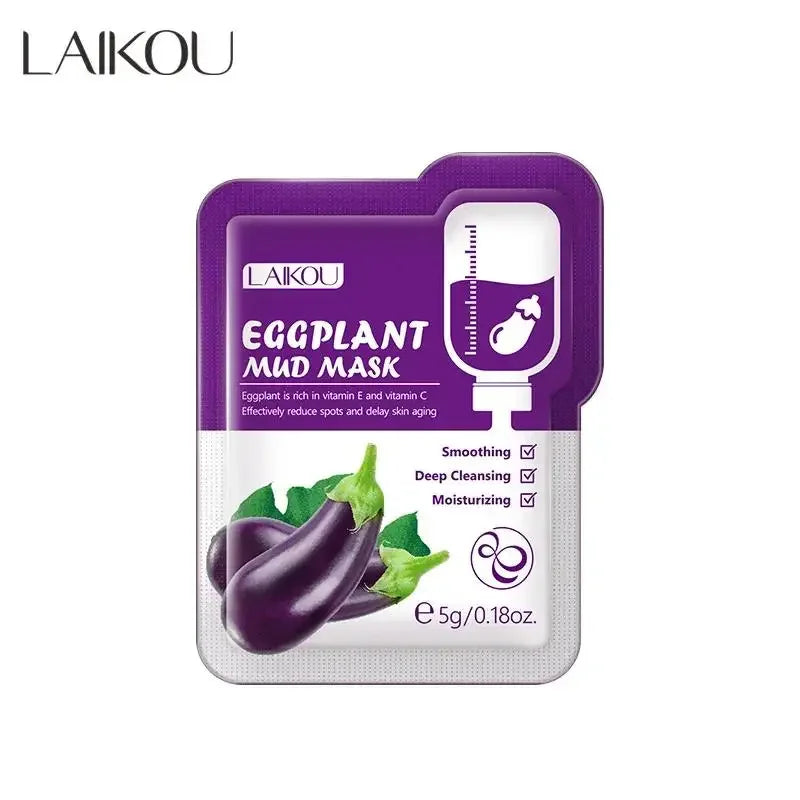 LAIKOU Sakura Eggplant Mud Mask 10pcs | Pore & Oil Control Clay Face Mask PRIMED