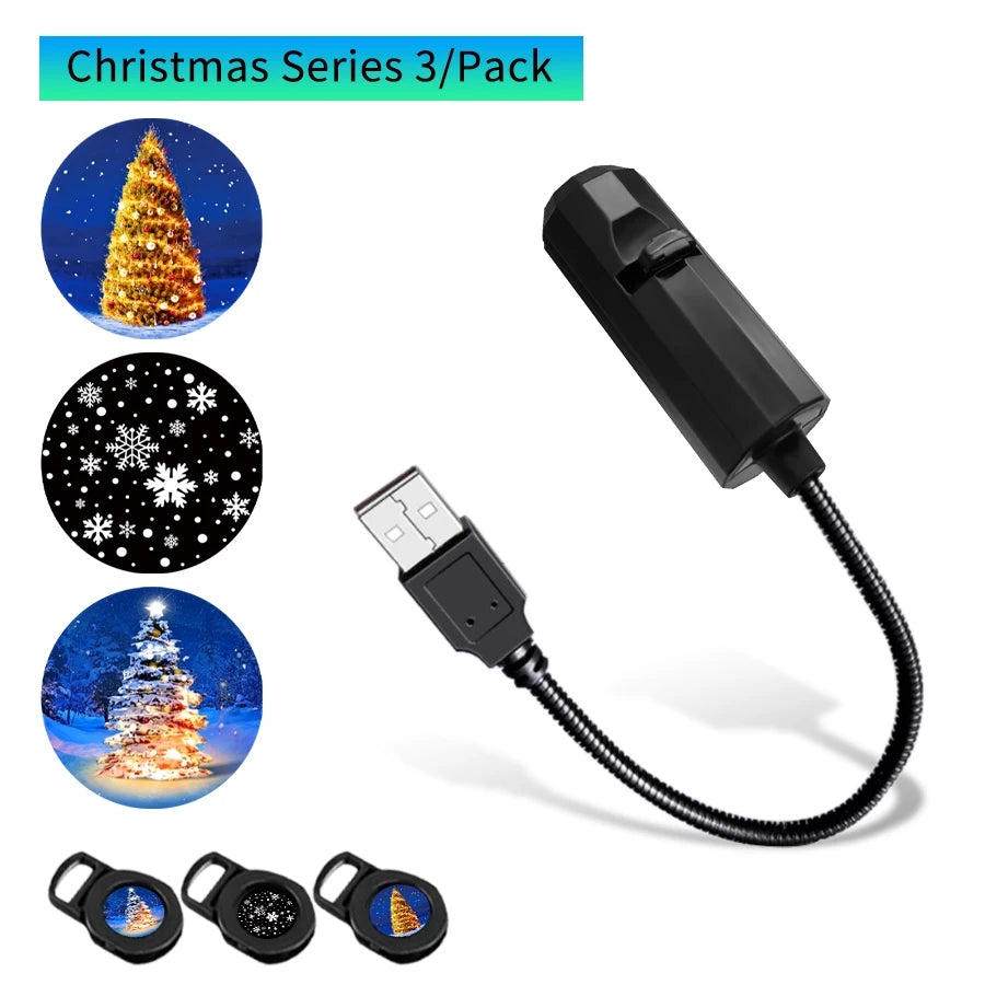 USB LED Projector Night Light – Holiday Moon Lamp Room Decor LED Projector Night Light PRIMED 3 Films Christmas