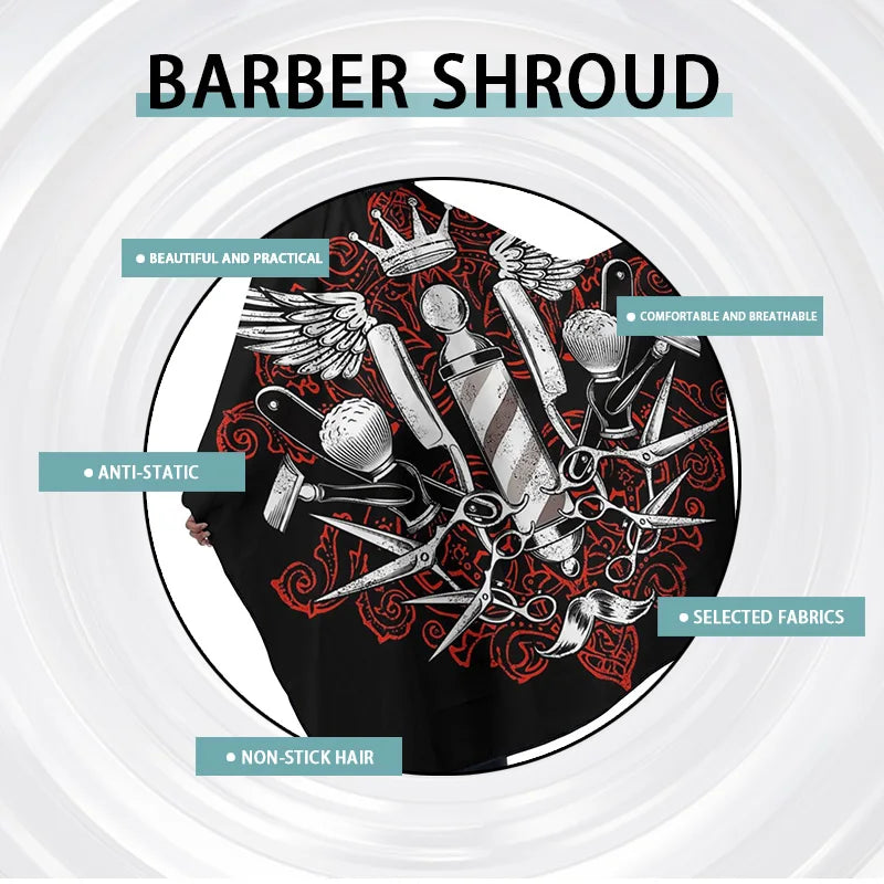 Waterproof Anti-Static Barber Cape – Black Salon Haircut Gown