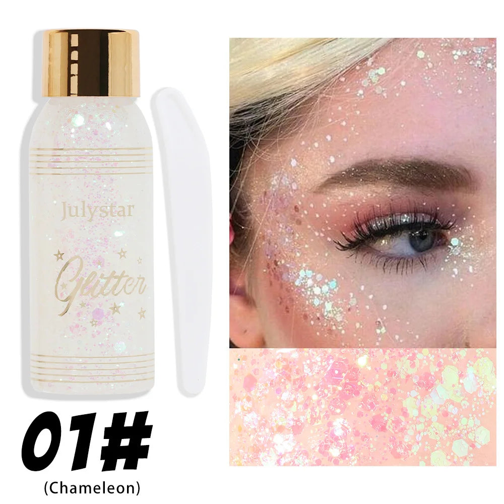 Waterproof Glitter Body Gel – Face, Eye & Nail Art Makeup
