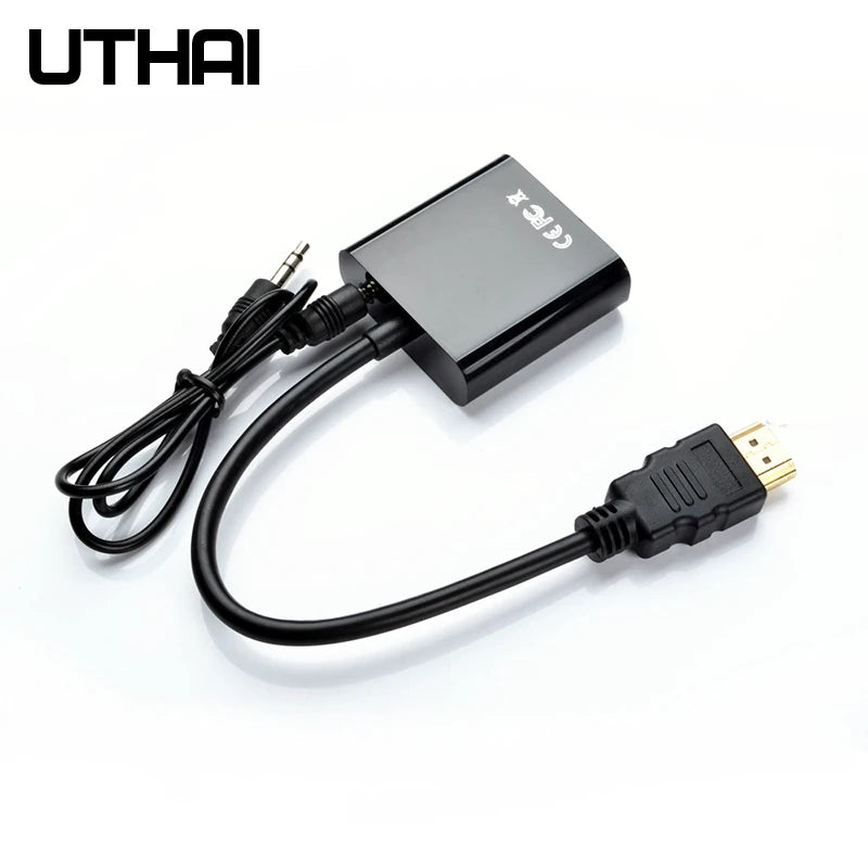 UTHAI T20 HDMI to VGA Adapter 1080P with 3.5mm Audio HDMI VGA Adapter PRIMED