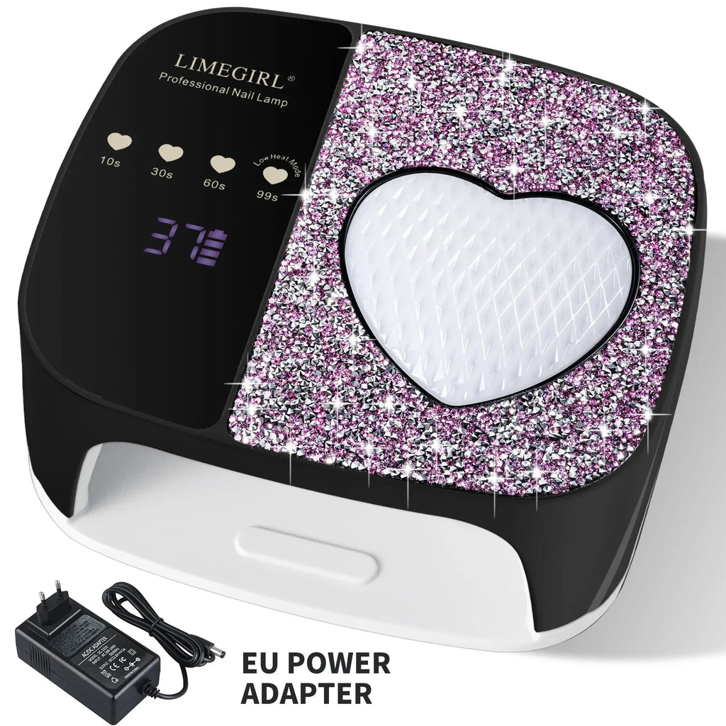 UV LED Nail Lamp Dryer – Rechargeable Heart Diamond Design UV LED Nail Lamp PRIMED Black US