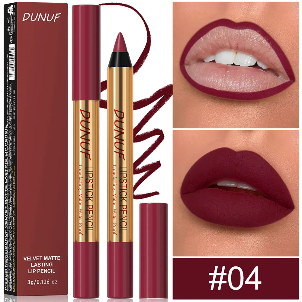 Waterproof Matte Lip Liner Pencil – Long-Lasting Dark Red