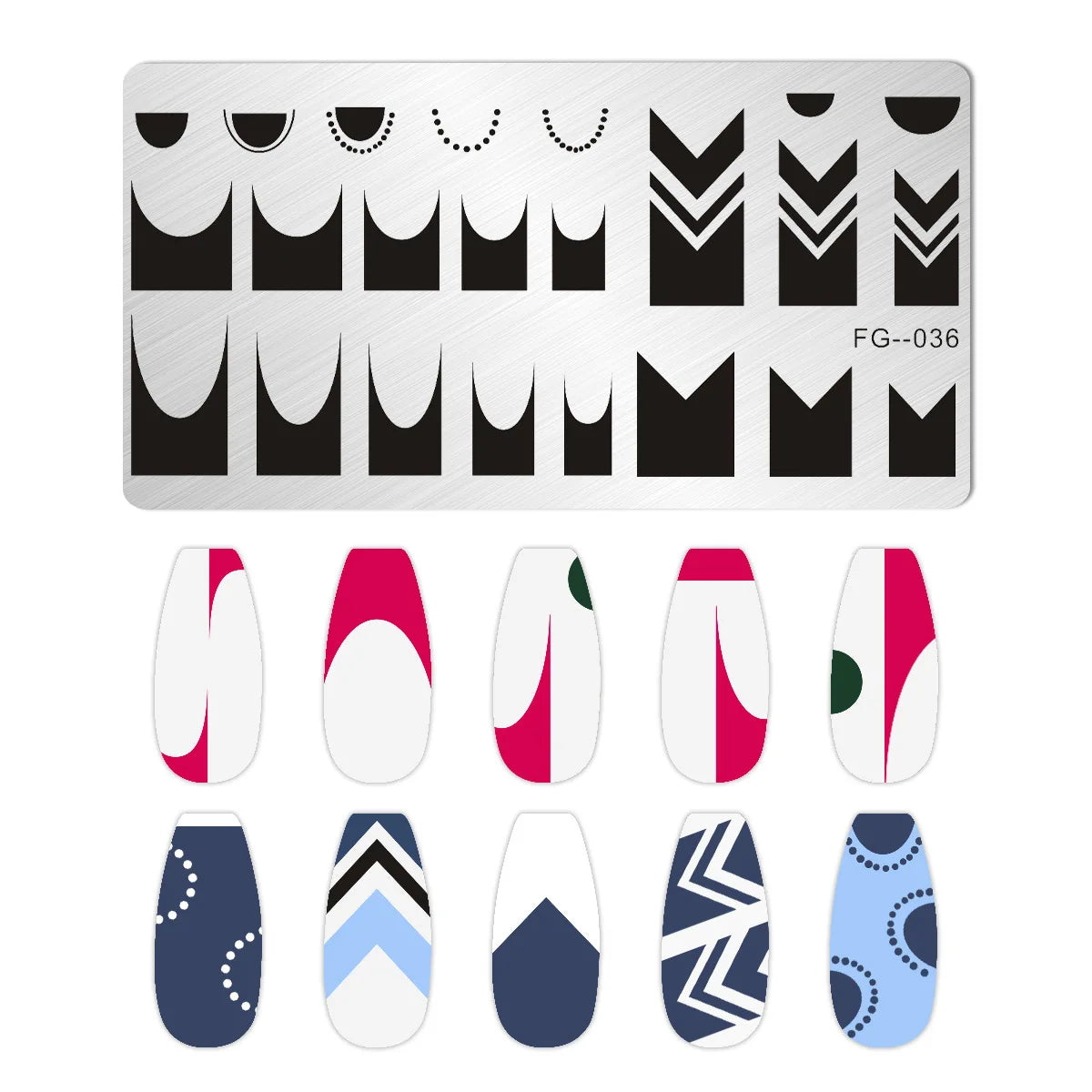MAFANAILS Nail Stamping Plates – French Tip & Wave Stencils Nail Stamping Plate PRIMED