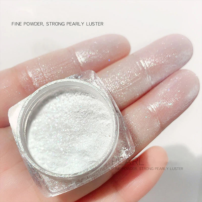 Pearl Aurora Chrome Nail Glitter Powder – Mirror Shimmer Effect Nail Glitter Powder PRIMED