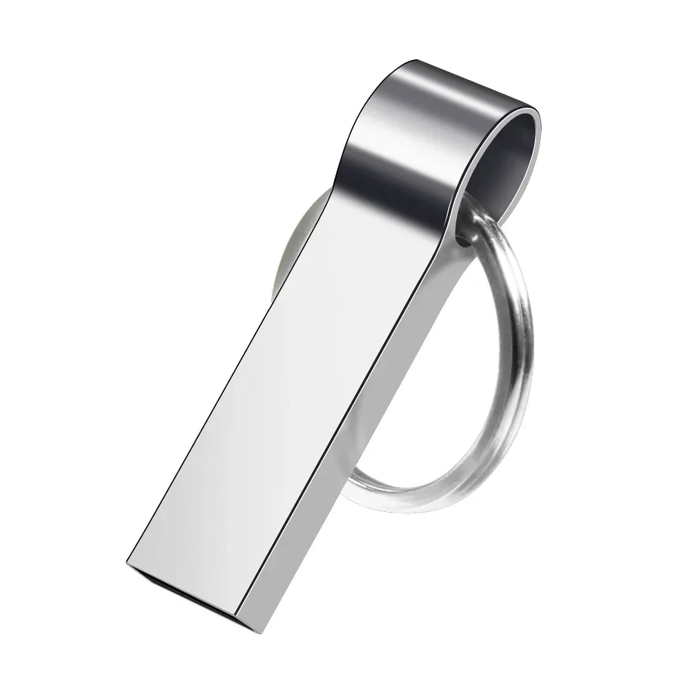 Custom Logo USB Flash Drive 16–128GB Mini Metal Key Ring Gift USB Flash Drive PRIMED Silver 32 GB