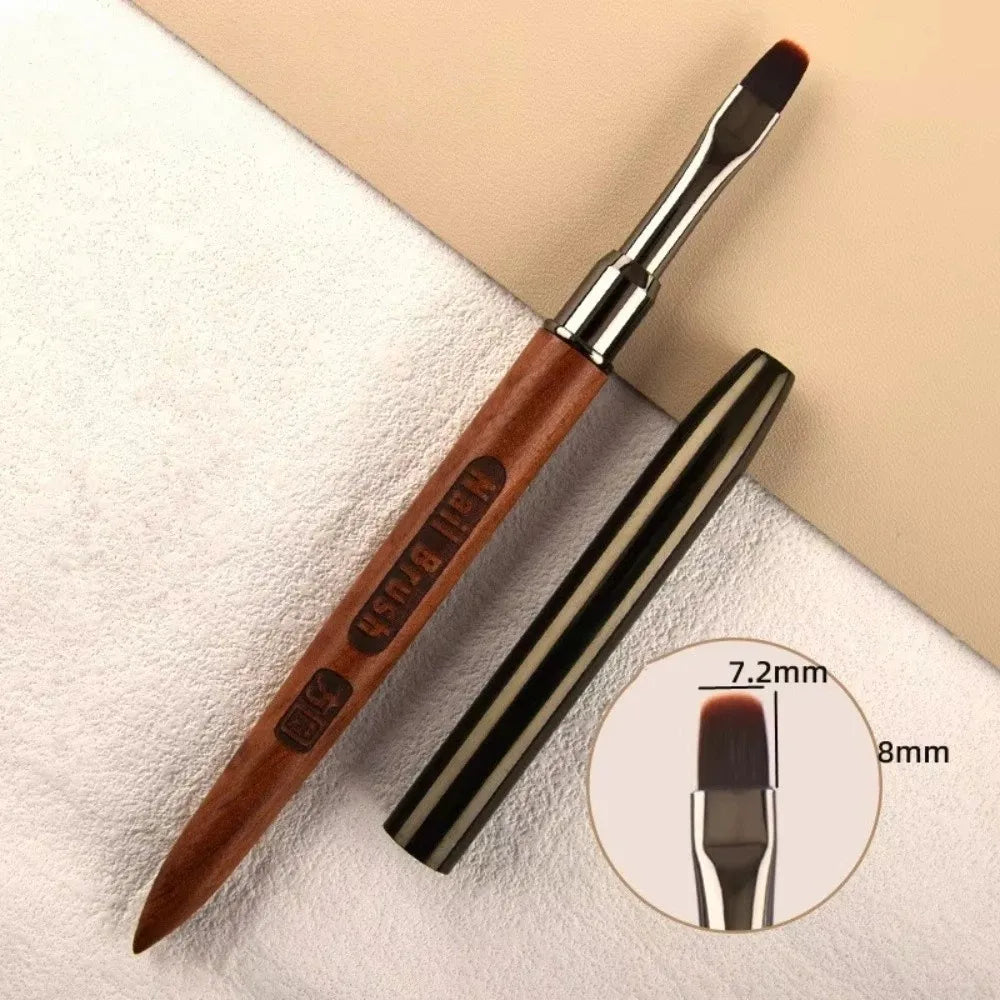 Wooden Nail Art Gel Brush – No Shedding, Pen Cap Included