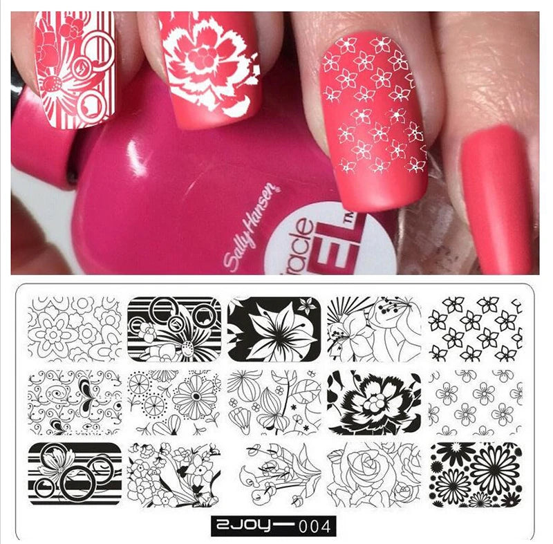 Nail Art Stamping Plate 6×12cm – Cactus Floral & Animal Designs Nail Stamping Plate PRIMED