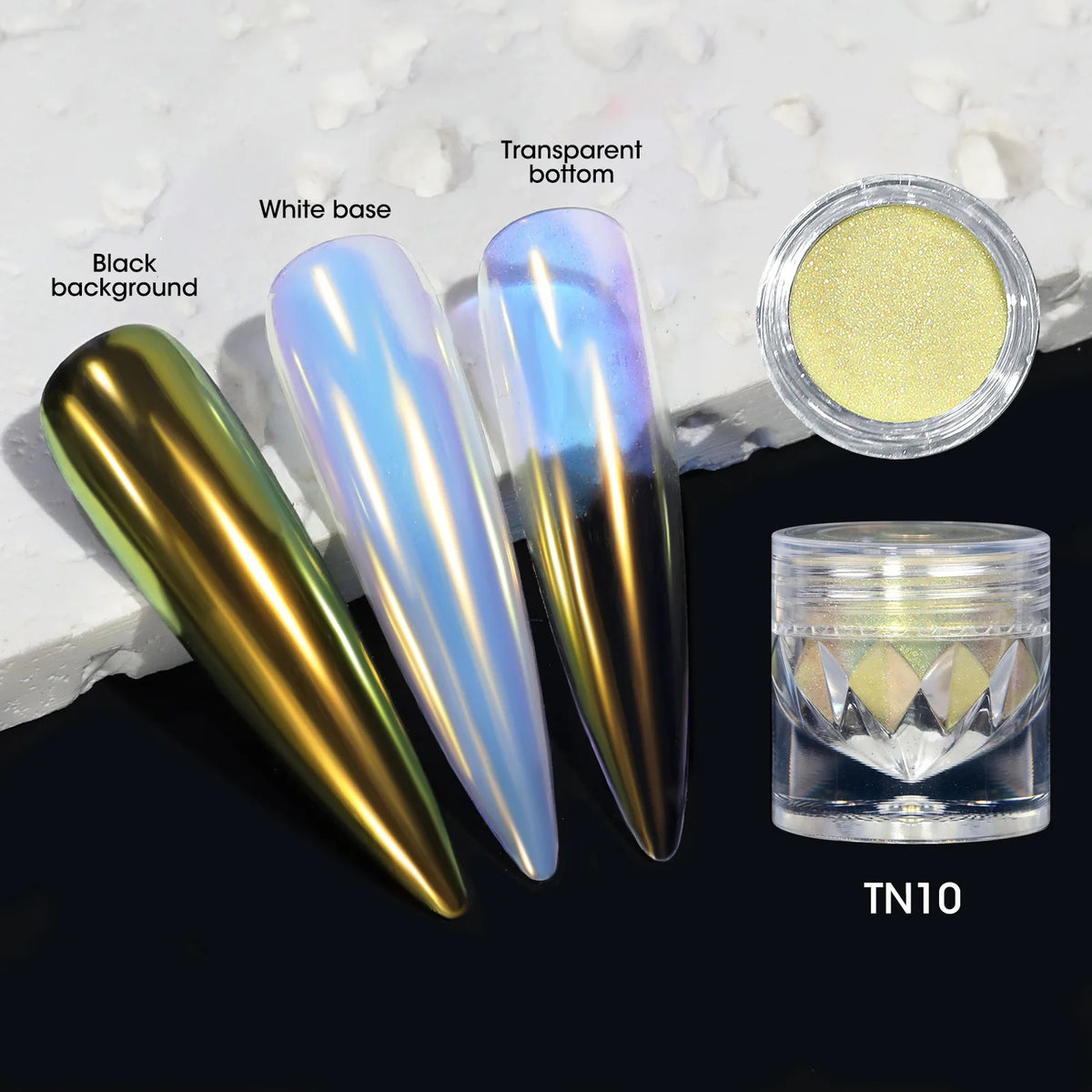 10-Color Aurora Chrome Nail Powder – Iridescent Chameleon Pigment