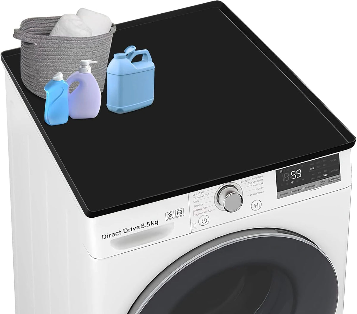 Silicone Washer & Dryer Topper Mat – Non-Slip Protector Appliance Topper Mat PRIMED 1 Piece Black 60x50cm