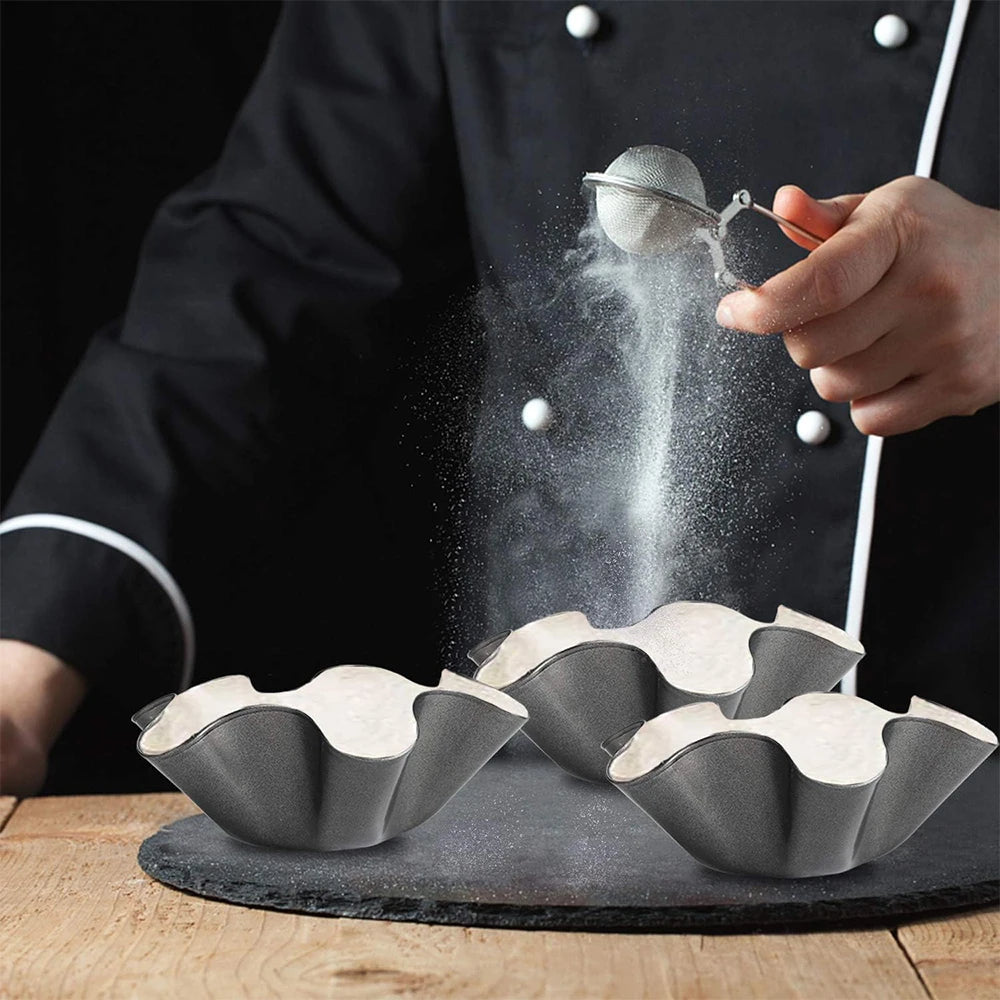 LMETJMA Carbon Steel Nonstick Tortilla Bowl Maker Pan Set Tortilla Bowl Pan Set PRIMED