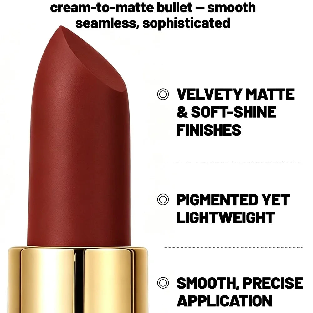 Velvet Matte Lipstick – Long-Lasting High Pigment Lip Color