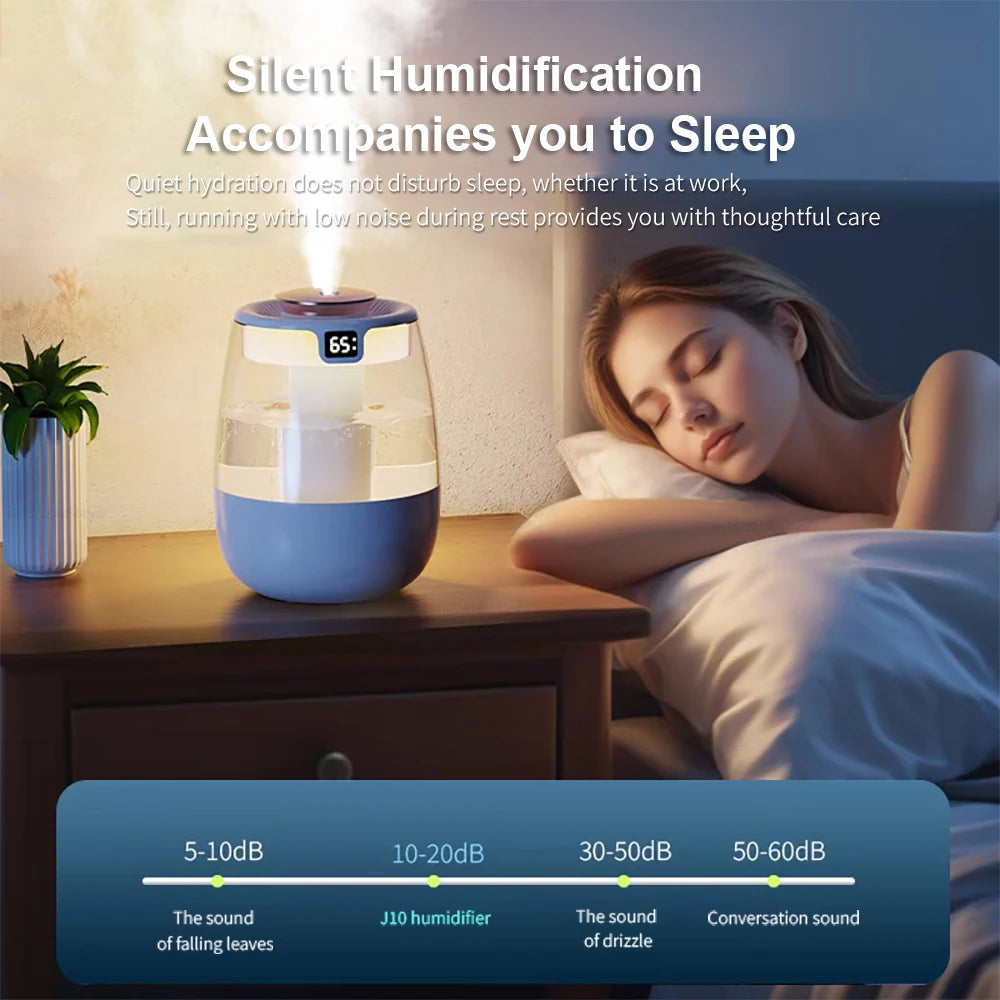 1.3L USB Cool Mist Humidifier – Dual Nozzle & Night Light