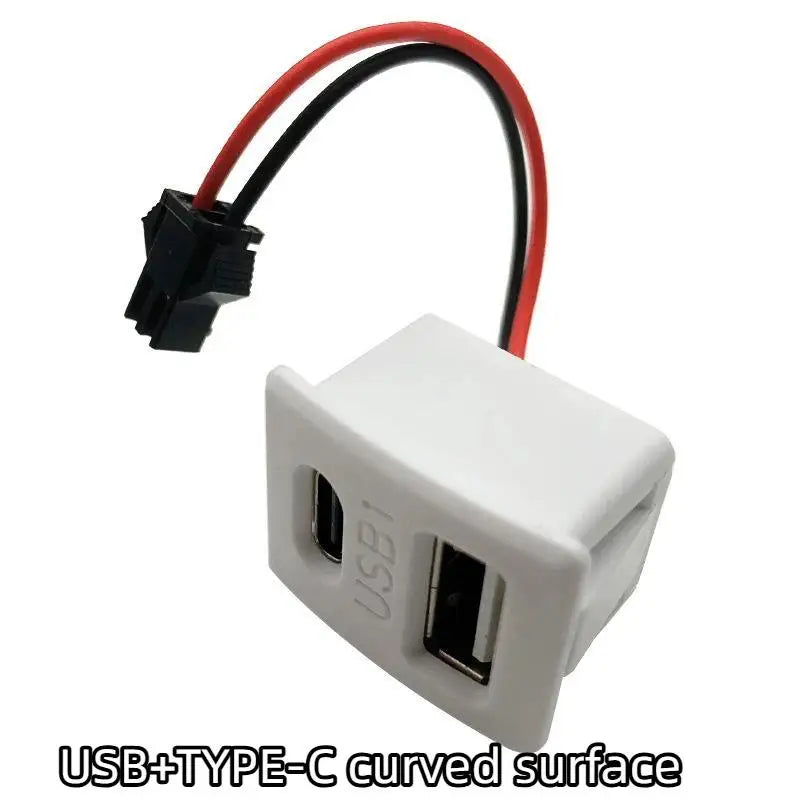 Dual USB-A + Type-C Embedded Charging Socket with 7cm Cable
