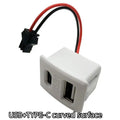 Dual USB-A + Type-C Embedded Charging Socket with 7cm Cable