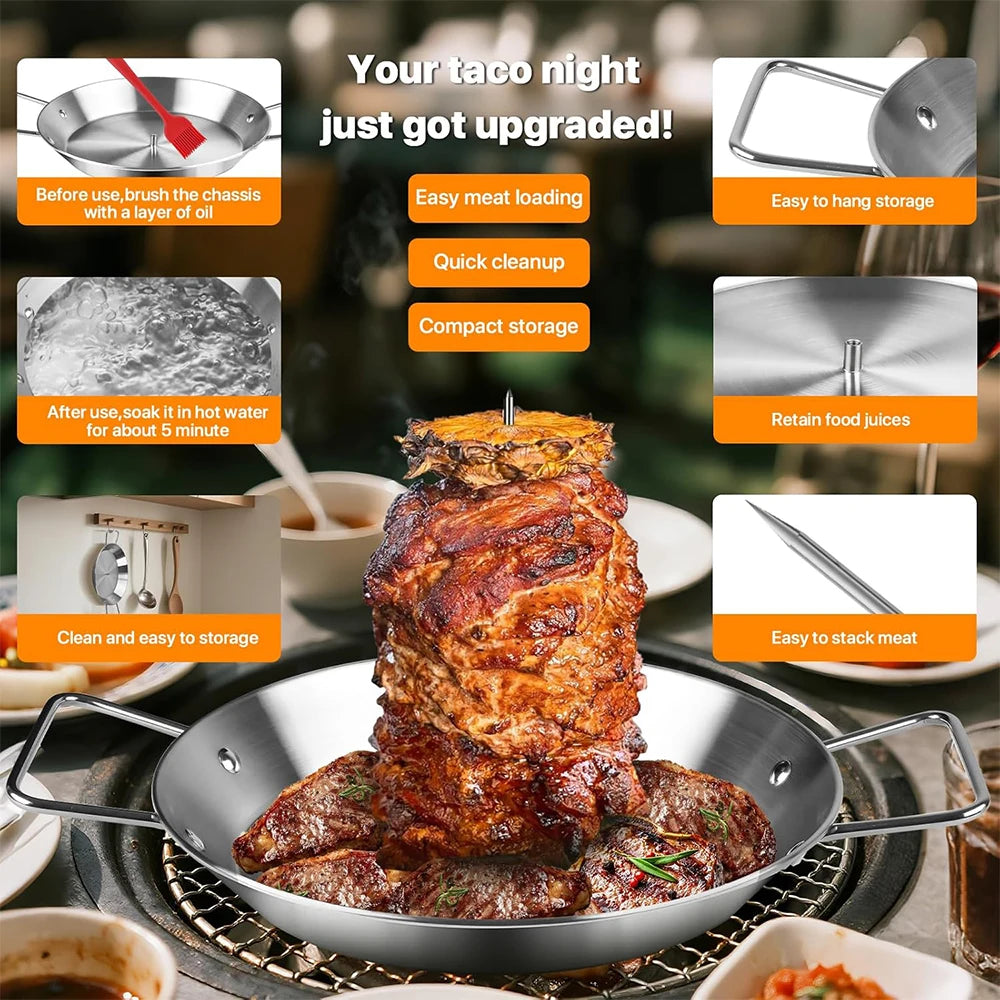 Vertical Al Pastor Skewer Stainless Steel BBQ Spit Stand