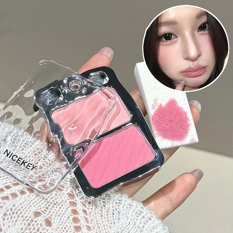 Two-Color Matte Blush Peach Pink Waterproof Contour Rouge Blush Compact PRIMED