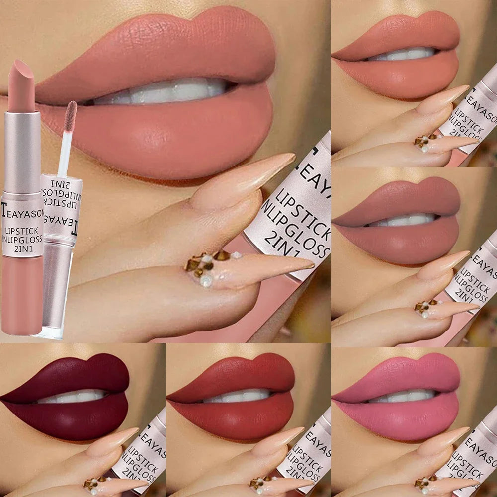 2-in-1 Dual Tip Velvet Matte Lipstick & Lip Liner