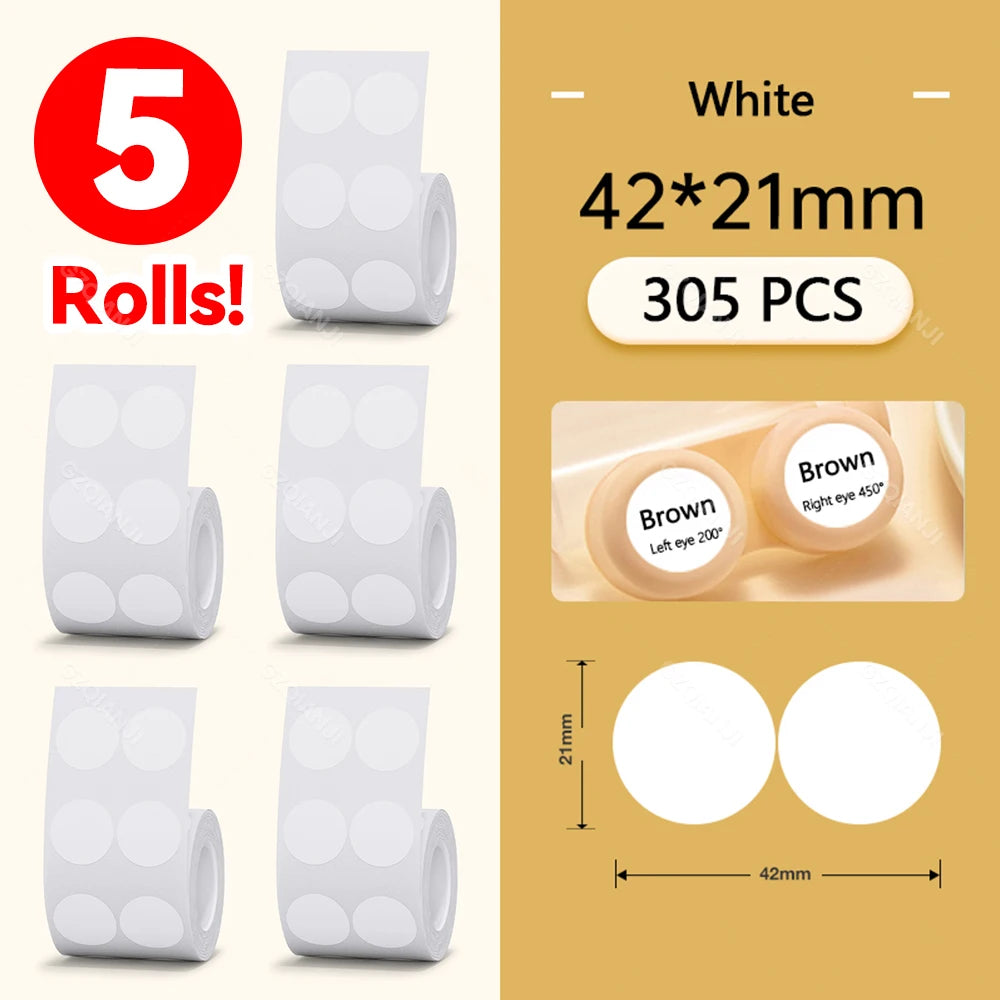 Niimbot Thermal Label Paper 5 Rolls 30–50mm | B1 B21 B203 B3S Thermal Label Rolls PRIMED 5Rolls WH42-21mm