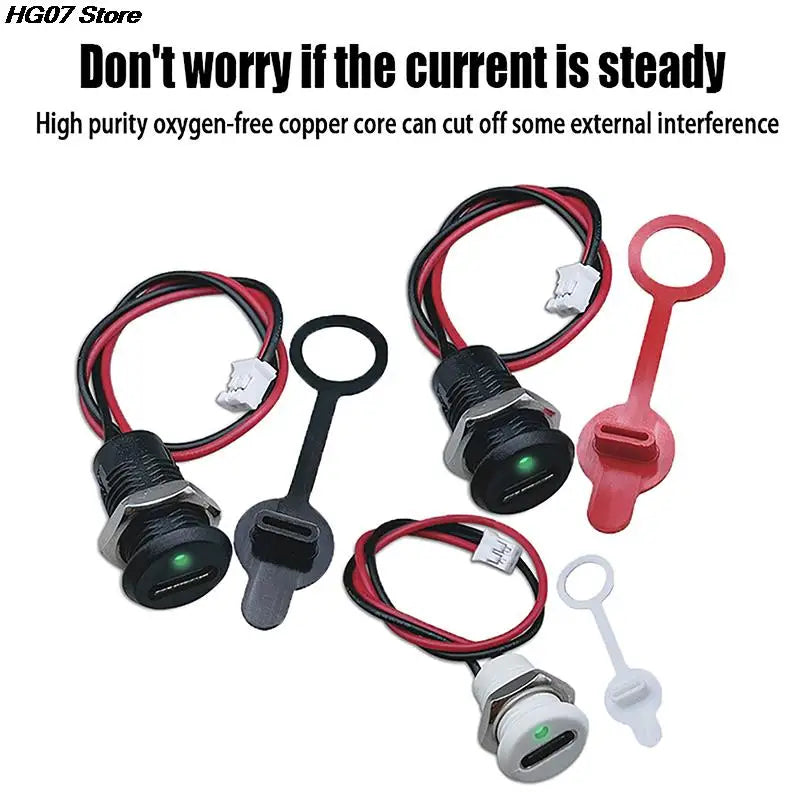 USB-C 2-Pin Waterproof Female Connector Jack PH2.0 Snap Lock