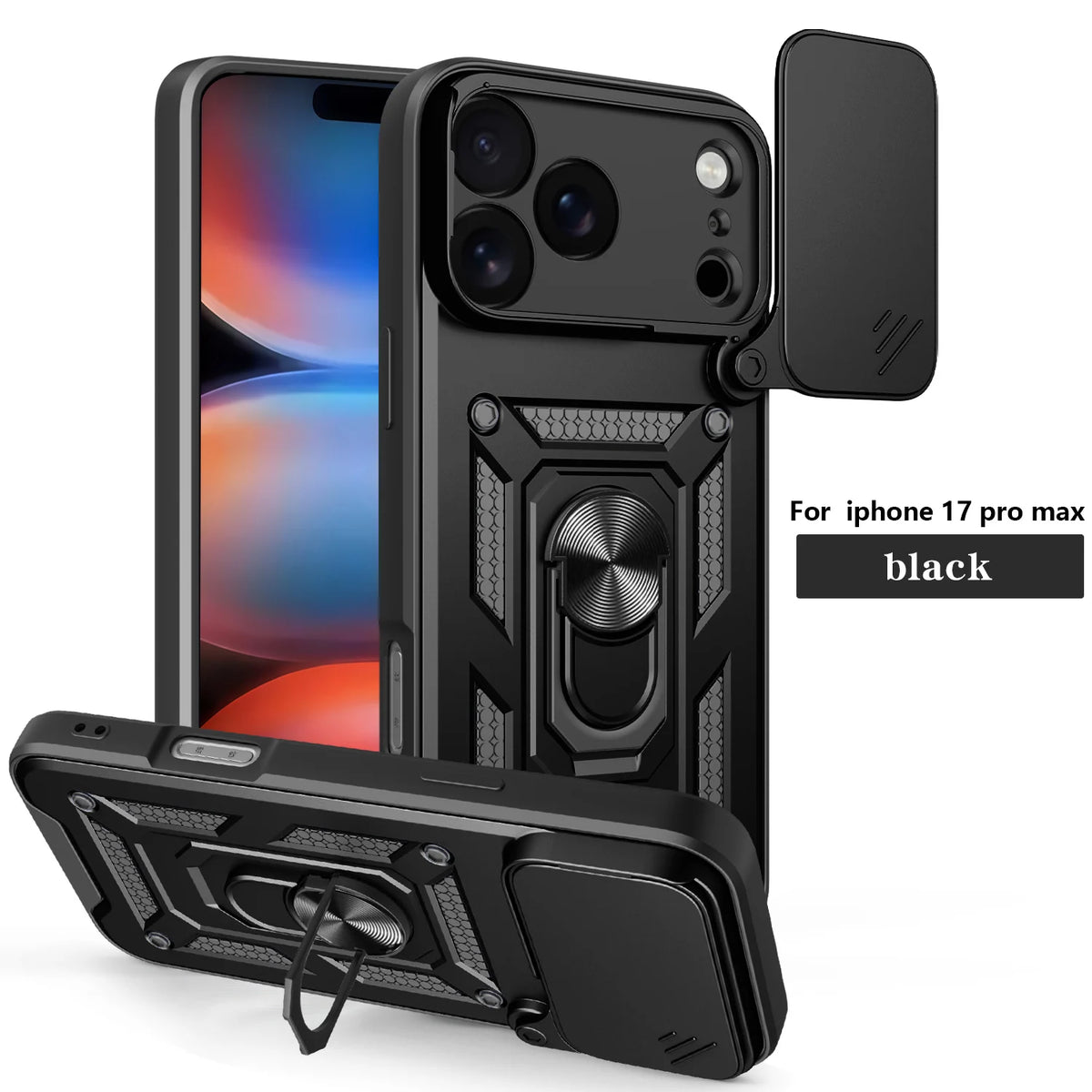Slide Camera Kickstand Case for iPhone 17/16/15/14/13/12/11 Phone Kickstand Case PRIMED Black iPhone 13 mini