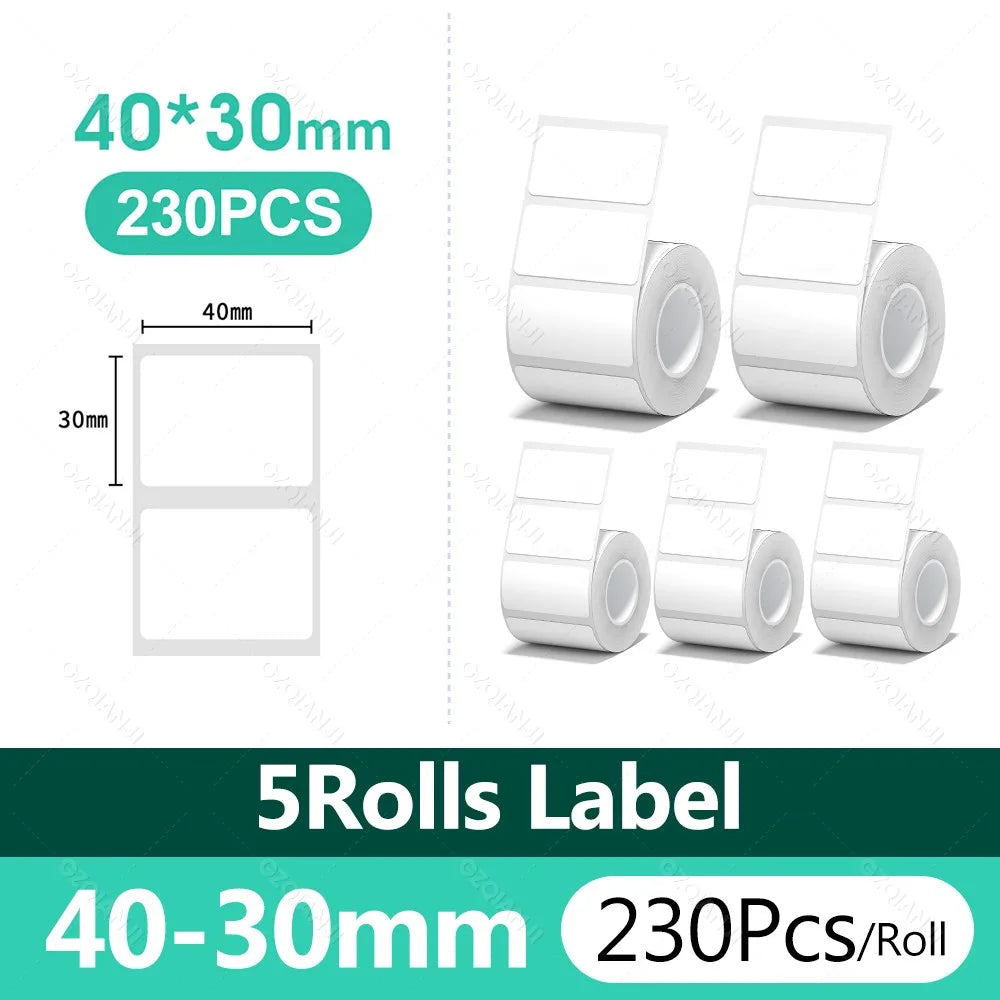 NiiMBOT Thermal Label Rolls – Waterproof Self-Adhesive B1 B21 Thermal Label Rolls PRIMED 4030 5Rolls