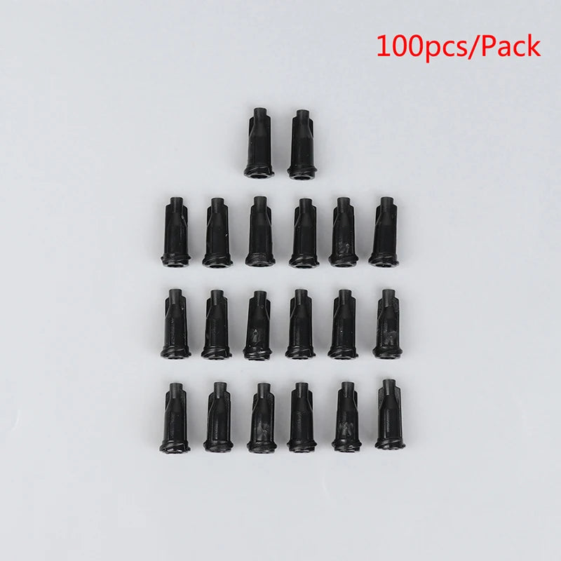 100Pcs Black Luer Lock Syringe Tip Caps | Dispensing Stop Plugs