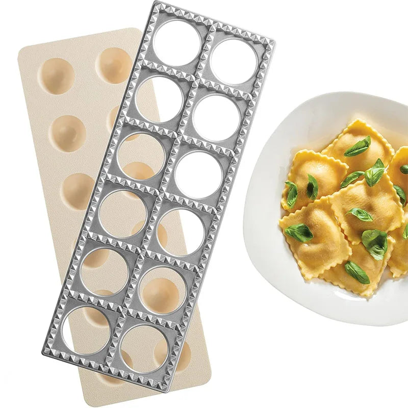 12-Hole Aluminum Ravioli Maker Press – Dumpling Pasta Kit Pasta Maker Mold PRIMED