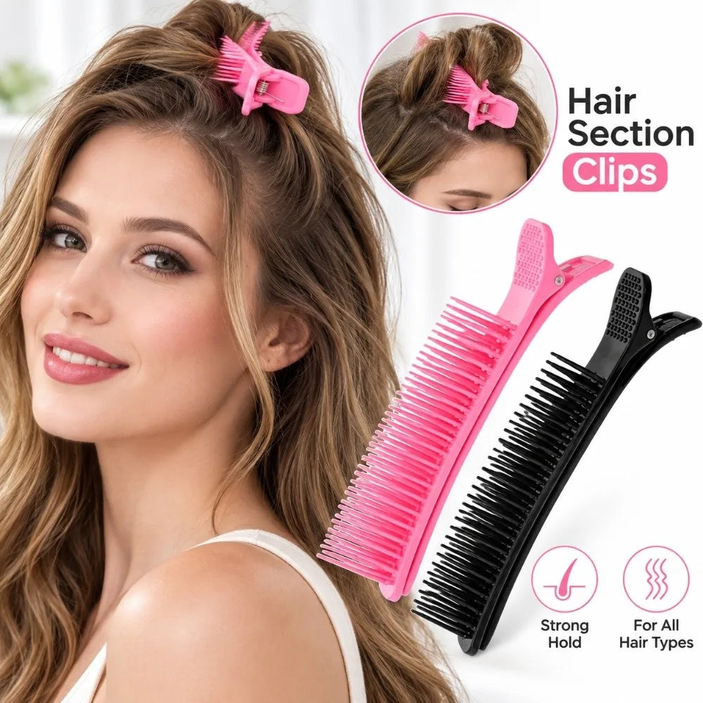Hair Sectioning Clips with Built-In Comb | Non-Slip Grip Hair Sectioning Clip PRIMED