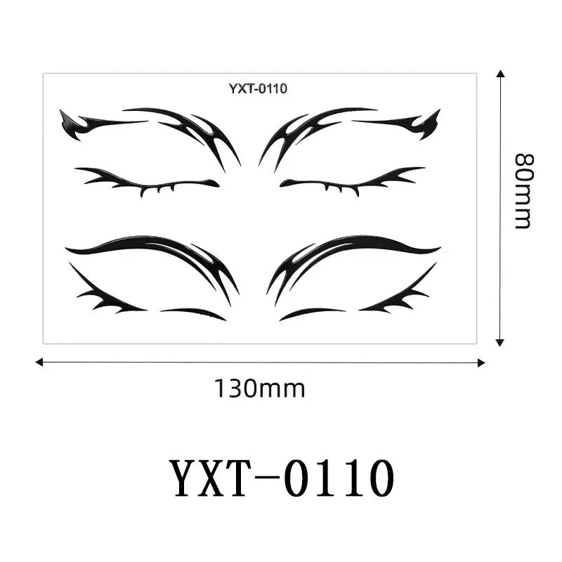 Gothic Metallic Eye Corner Temporary Tattoo Stickers | Cosplay Face Tattoo Stickers PRIMED YXT-110-1Pc