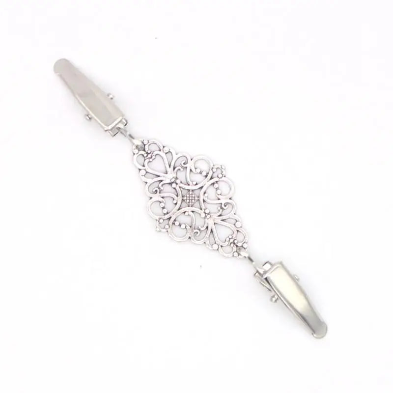 Retro Flower Sweater Clips – Cardigan Collar Brooch for Women