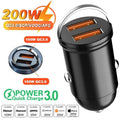 100W/200W Mini Car Charger QC3.0 PD USB-C Fast Charging Car USB Charger PRIMED 200W 2 USB
