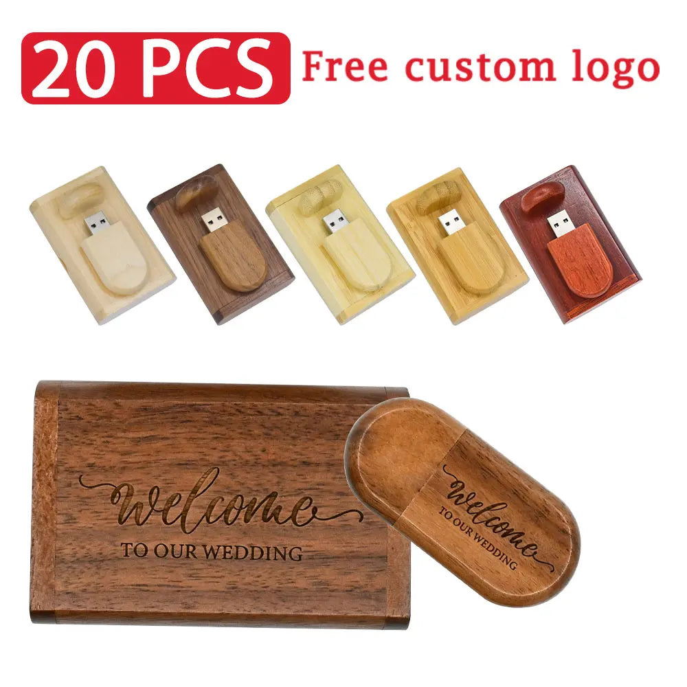 20-Pack Rosewood USB Flash Drives Custom Logo 32/64/128GB USB Flash Drive PRIMED