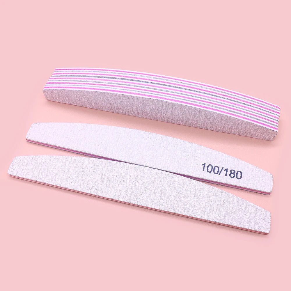JEARLYU Nail Files 10/5 Pcs | 100/180 Grit Manicure Buffer Nail File Set PRIMED 5pcs