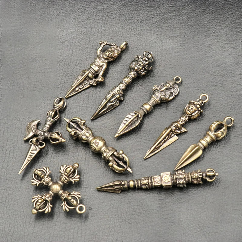 Tibetan Buddhist Vajra Pestle Brass Pendant – Handcrafted