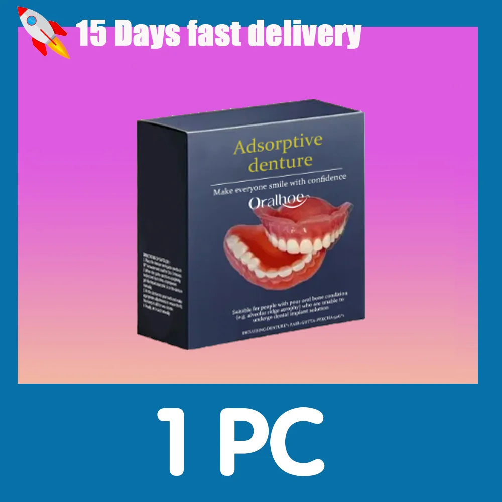 Silicone Dentures Full Set – Natural Upper & Lower Fake Teeth