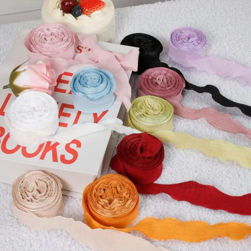 10 Yards Fishtail Wave Edge Pleated Chiffon Ribbon 2.5cm