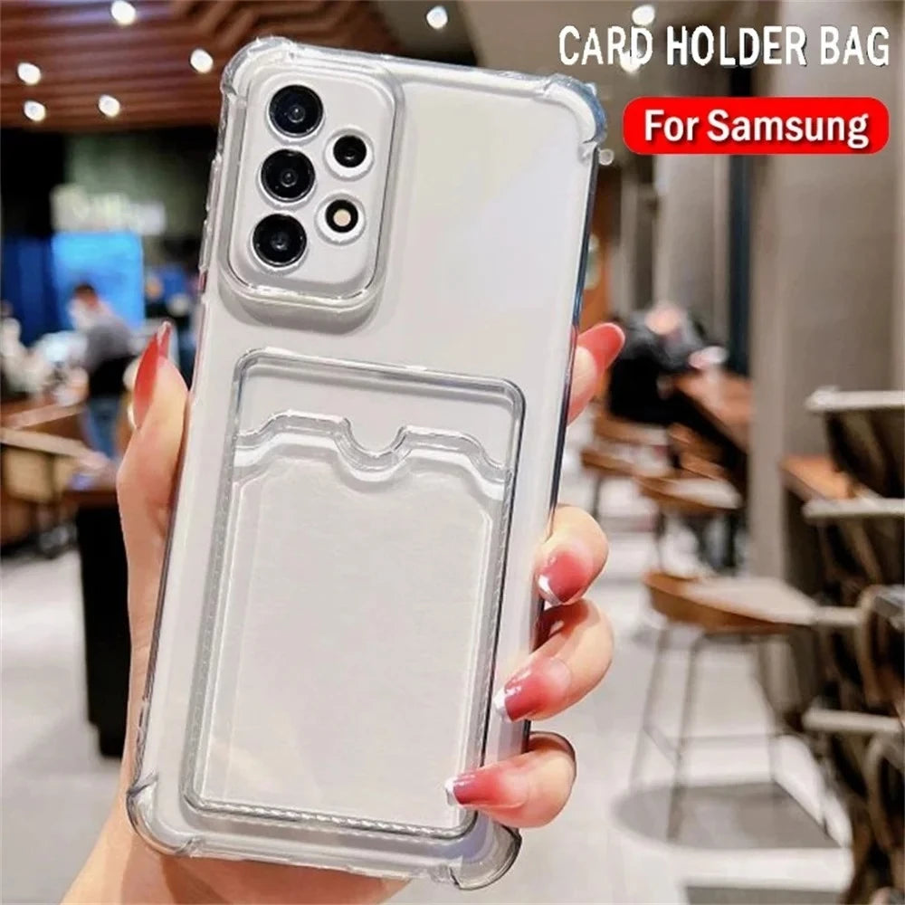 Wallet Card Holder Clear Case – Samsung Galaxy S25 S24 S23