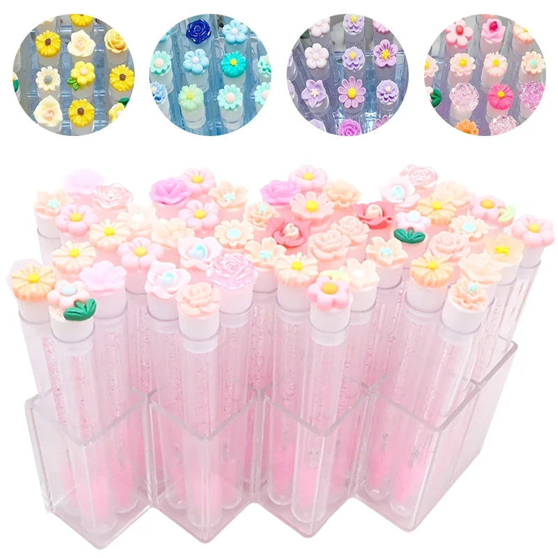 Flower Tube Eyelash Brush Set – Reusable Mascara Wand Spoolie Eyelash Brush Set PRIMED