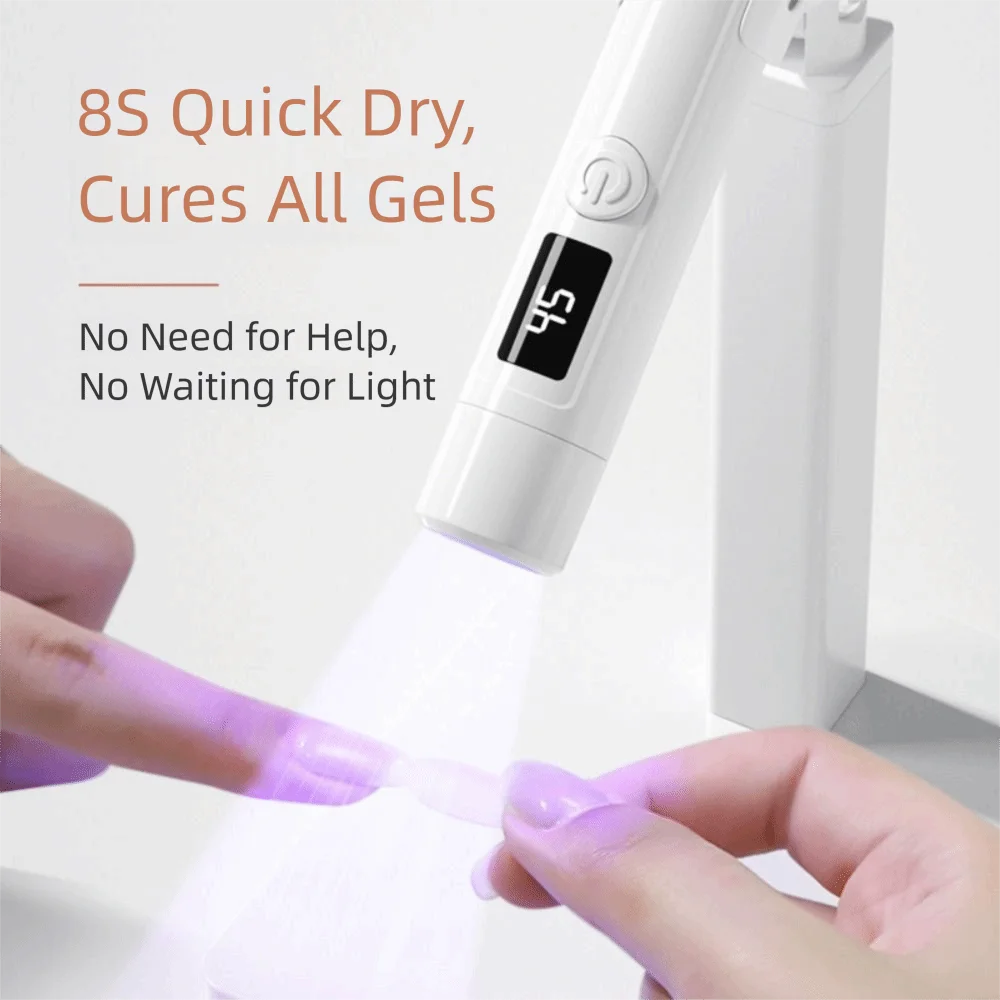 Rechargeable UV LED Nail Lamp | LCD Display & Dryer Stand